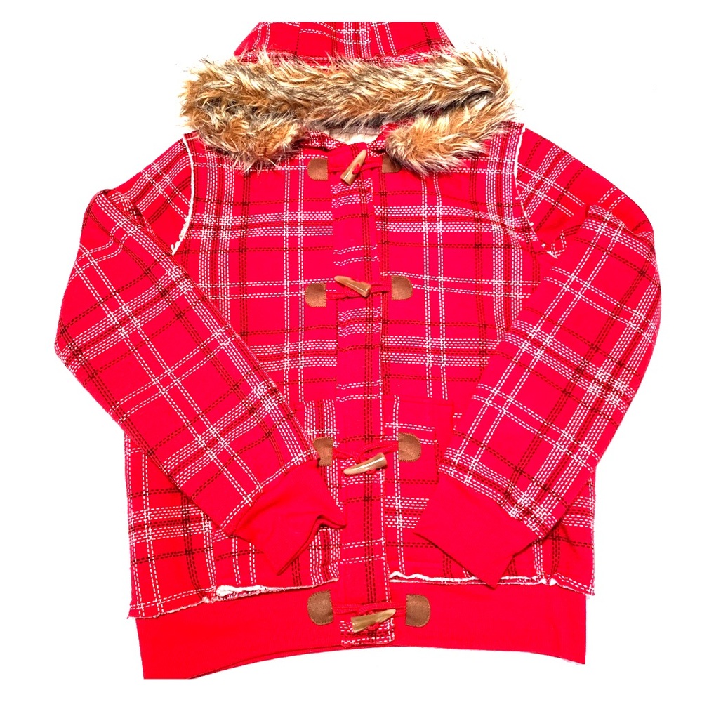 Red Plaid Fleece Jacket